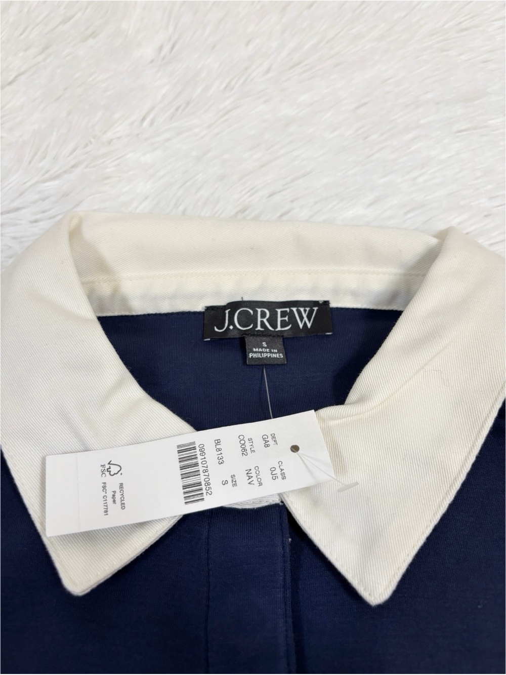 J Crew‎ NWT long sleeve Scuba-knit rugby sweatshirt oversized navy blue - Picture 7 of 12